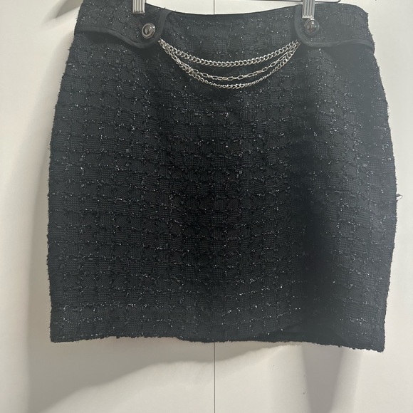 White House Black Market Black Mini Skirt with Chain Accent - Picture 2 of 7